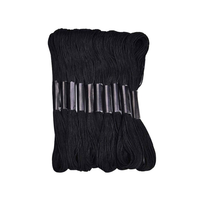 XLSFPY خيوط تطريز سوداء، 24 خيط تطريز لسلسلة صداقة، خيوط تطريز للتطريز المتقاطع، خيوط لف الشعر - Image 2